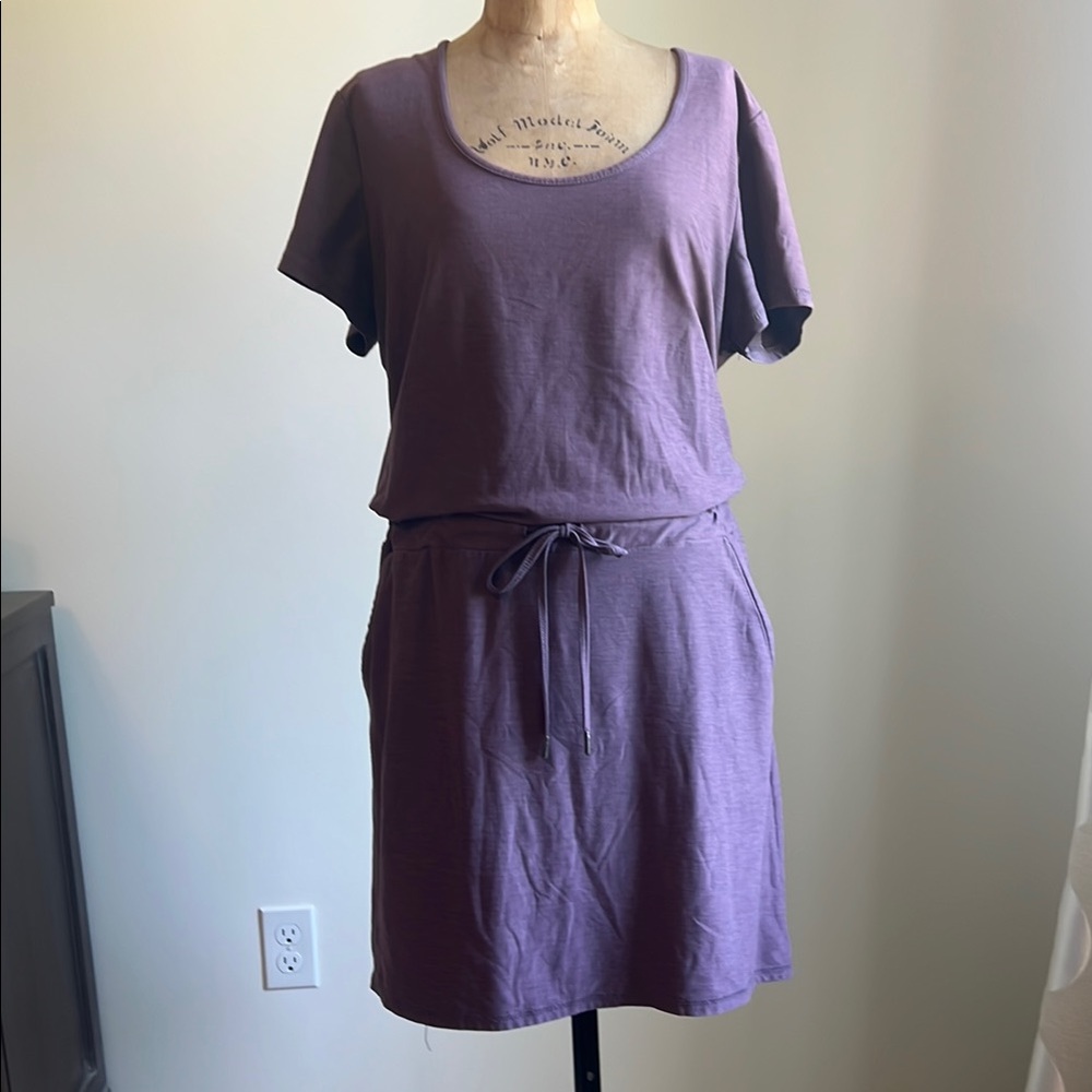 Purple Casual Dress with Tie Waist